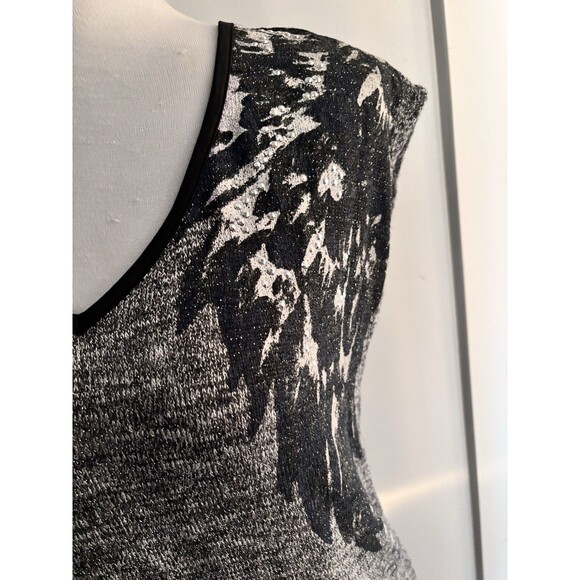 Rock & Republic Studded Angel Wings Y2K Sweater Tank Silver Metallic Knit Hi Low - Picture 2 of 7